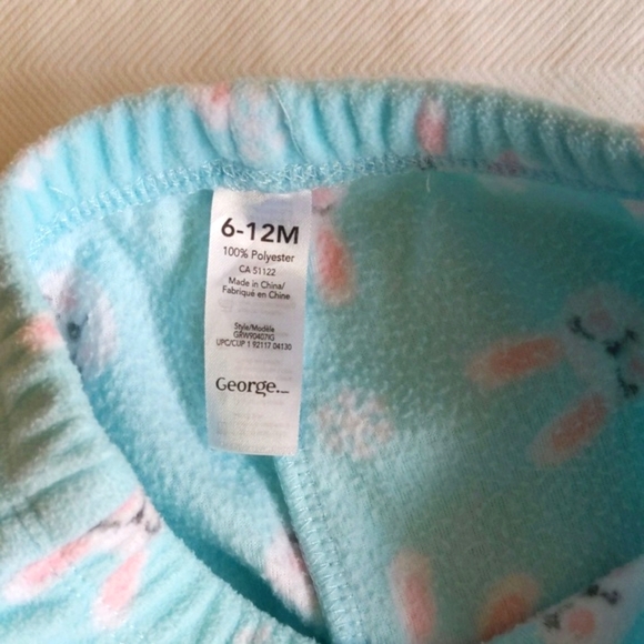 george winter bunny fleece footed pants 6-12 months baby girl - Picture 4 of 5